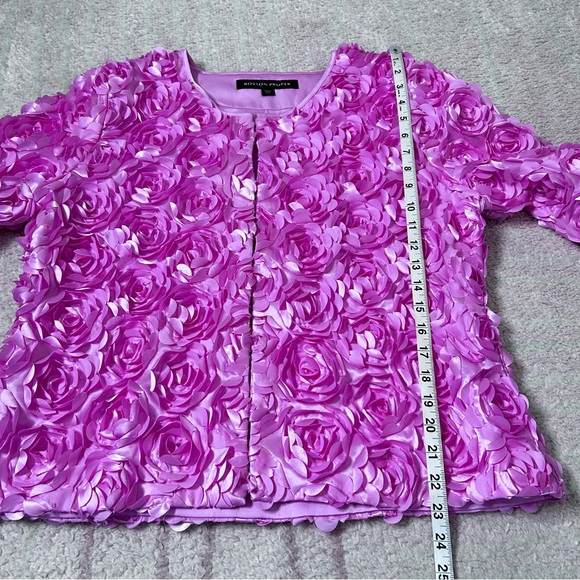 Boston Proper Rose Flower Textured Blazer Jacket Size Large Valentines Day - Picture 11 of 16